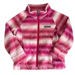 Columbia Pink and Cream Striped Fleece Jacket